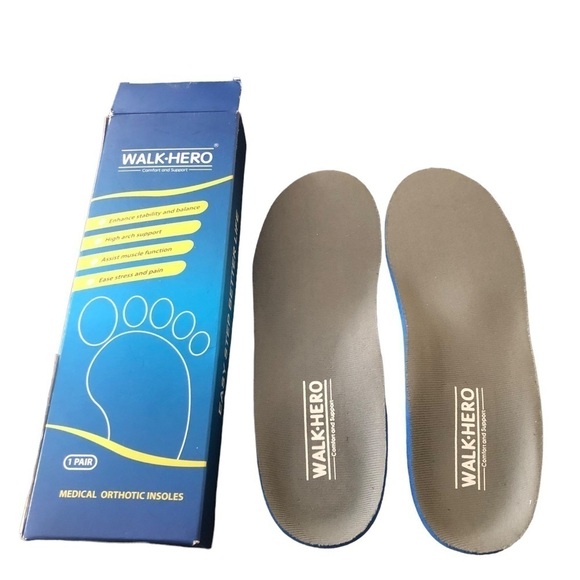 Walk Hero Women's Plantar Fasciitis Orthotics Arch Support Insoles Gray 8-8.5 - Picture 2 of 3